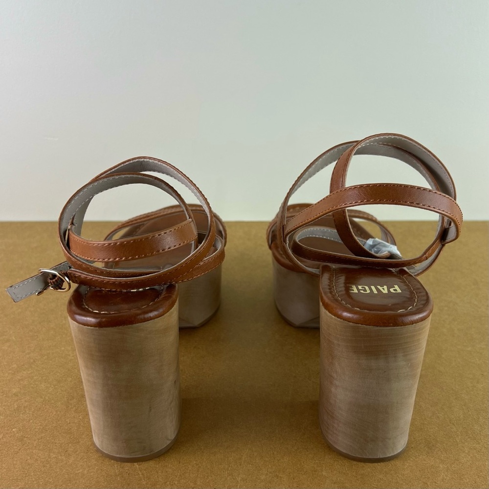 NEW PAIGE BROWN LEATHER CLOG SANDALS - Picture 5 of 12